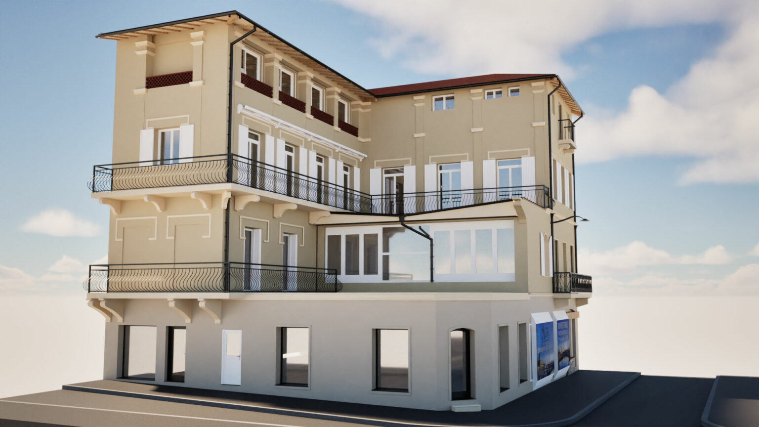 Vue 3D photoréaliste de la copropriété italienne à Saint-Raphaël