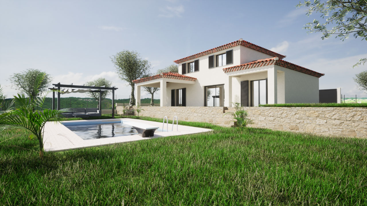 Vue 3D photoréaliste de la villa à Flayosc